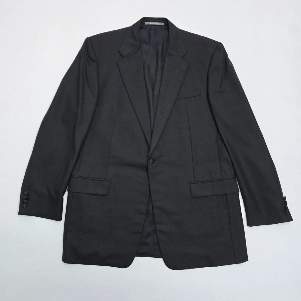 Hickey Freeman Loro Piana Super 130s Wool Tuxedo Jacket Black 44L Modern Madison